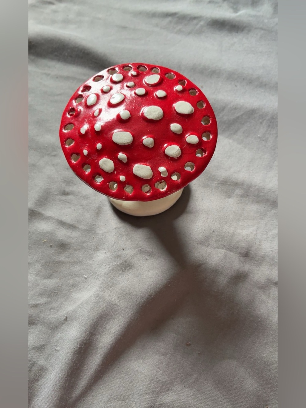 Ceramic Red Mushroom Earring Holder with White Spots